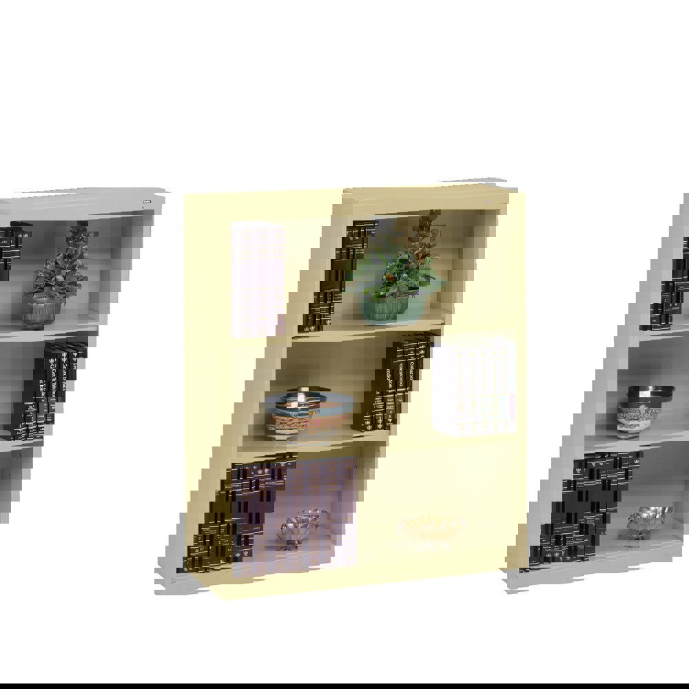 Metal Bookcase, Three-Shelf, 34.5w x 13.5d x 40h, Putty